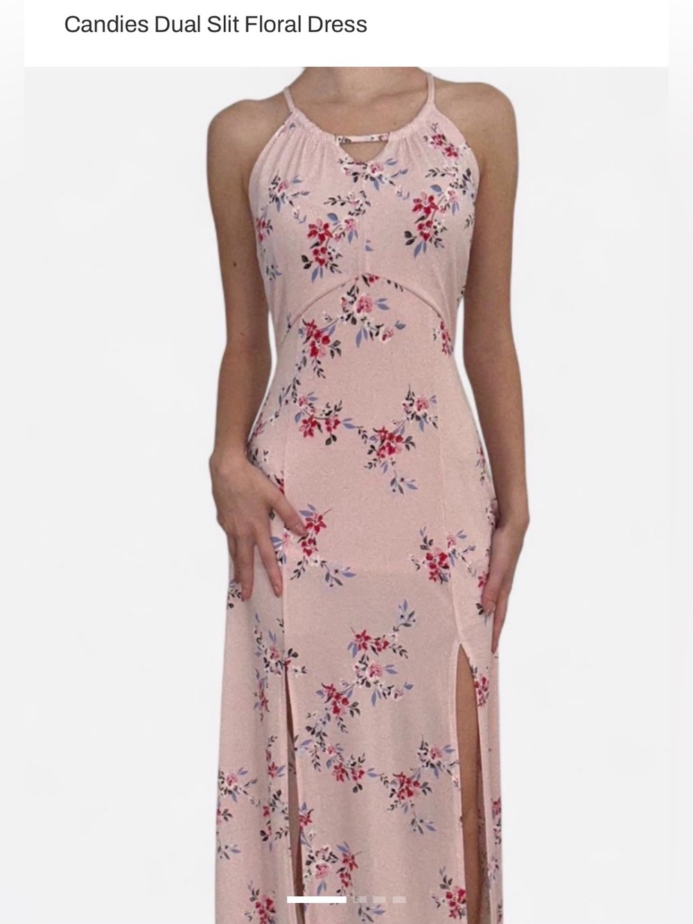 Candie's Blush Pink Floral Halter Maxi Dress with Front Slits, size 2X